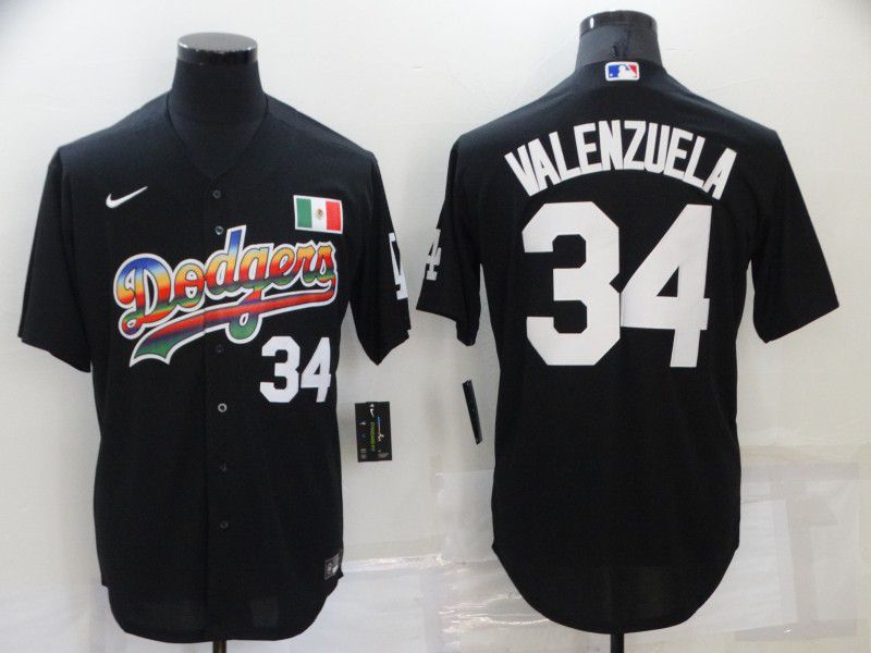 Men Los Angeles Dodgers #34 Valenzuela Black Game Nike 2022 MLB Jerseys